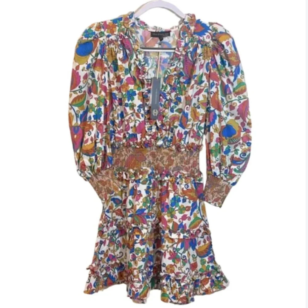 HOUSE OF HARLOW 1960 NICOLE RICHIE Floral Smocked Tiered Dress {small}